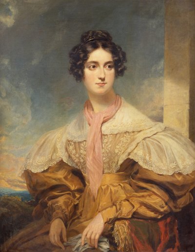 Portrett av Lady Georgiana Clinton (olje på lerret) av George Clint