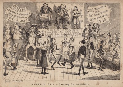 Et veldedighetsball - dans for millionen; tegnefilm av George Cruikshank