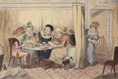"En nysgjerrig Junto av baktalende alver eller lyttere hører sjelden godt om seg selv", 1835 av George Cruikshank