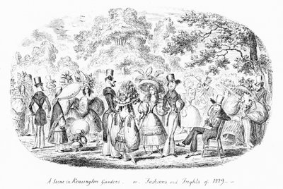 En scene i Kensington Gardens, eller Fashions and Frights of 1829 (gravering) av George Cruikshank