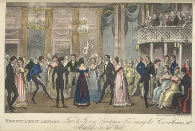 En ballsal, "Life in London, etc.", av Pierce Egan av George Cruikshank