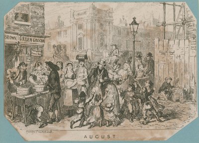 En travel markedsscene av George Cruikshank