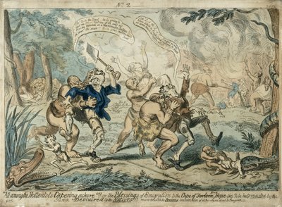 All Among the Hottentots Capering Ashore..., publisert 7. september 1819 av George Cruikshank