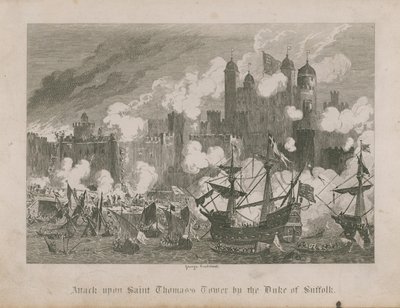 Angrep på Saint Thomas's Tower av hertugen av Suffolk av George Cruikshank