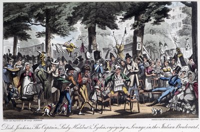 Boulevard des Italiens - i "Life in Paris" av David Carey, London av George Cruikshank