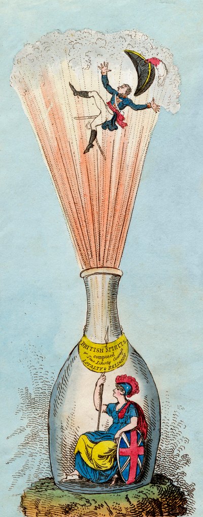 Britannia Blowing up the Corsican Bottle Conjurer - 1803 - British satirists continually attacked the legitimacy of the Napoleonic regime - by George Cruikshank av George Cruikshank