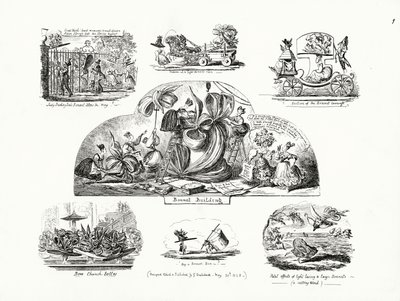 Tegneserier av George Cruikshank med temaet store damepanser (gravering) av George Cruikshank