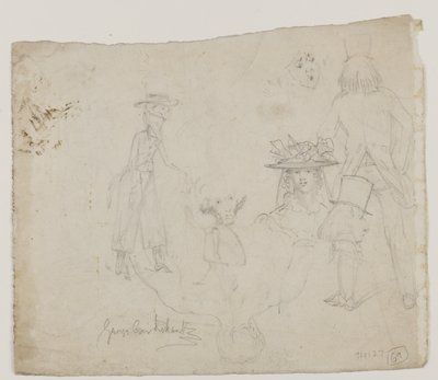 Karakterstudier (blyant, penn og blekk på papir) av George Cruikshank