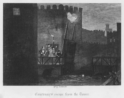 Courtenays flukt fra tårnet (gravering) av George Cruikshank