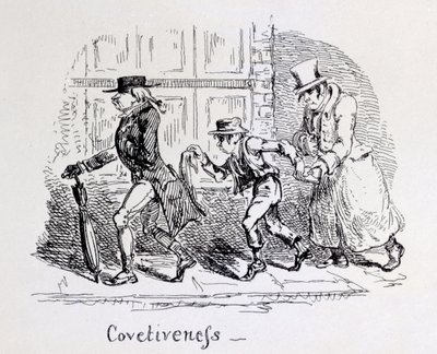 Begjærlighet fra frenologiske illustrasjoner, 1826 av George Cruikshank