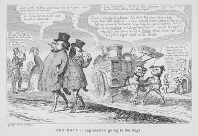 Dog-Days, Lovgivning som går til hundene (gravering) av George Cruikshank