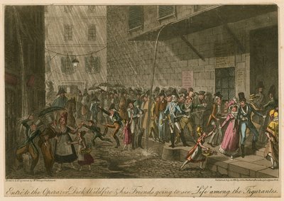 Entre til Operaen; eller, Dick Wildfire og vennene hans skal se Life among the Figurantes av George Cruikshank