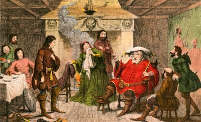 Falstaff spiller rollen som kongen av George Cruikshank