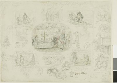 Moter og skrekk fra 1829 (recto); Angels Ever Bright and Fair (verso) av George Cruikshank