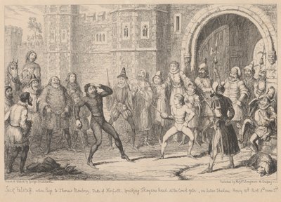 Gloucestershire. Før Shallows hus: 'Henry IV Part II,' Act III, Scene II av George Cruikshank