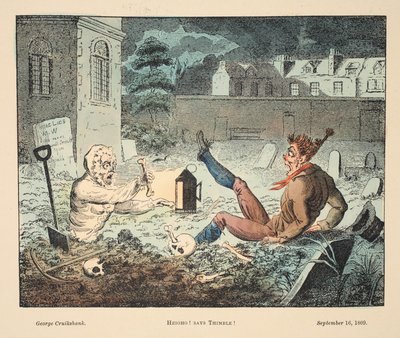 Hei! Sier Thimble!, pub. 1809 (håndfarget gravering) av George Cruikshank