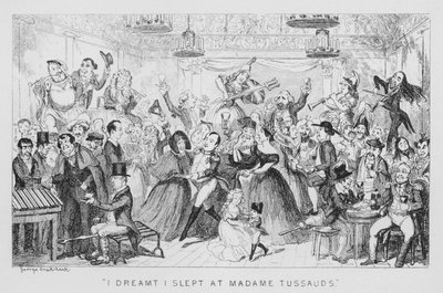 Jeg drømte at jeg sov hos Madame Tussauds (gravering) av George Cruikshank