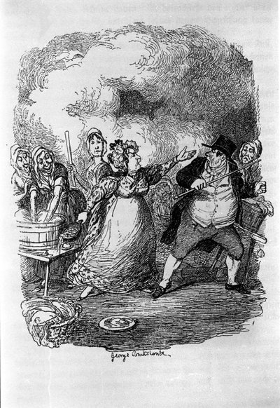 Illustrasjon for "" Oliver Twist"" (Olivier) av Charles Dickens (1812-1870), av George Cruikshank (1792-1878). av George Cruikshank