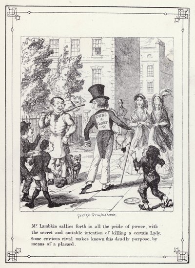 Illustrasjon for The Bachelor's Own Book, eller The Progress of Mr Lambkin (Gent) (gravering) av George Cruikshank