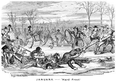 Januar - Hard Frost, 1800-tallet. av George Cruikshank