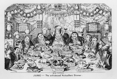 juni, De ulisensierte Victuallers? Middag av George Cruikshank