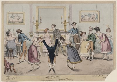 Les Graces, ulemper i Quadrille-dans av George Cruikshank