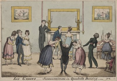 Les Graces, Uleiligheter i Quadrille Dancing, 1817 av George Cruikshank
