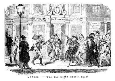 Mars - Dag og natt nesten like, 1800-tallet. av George Cruikshank