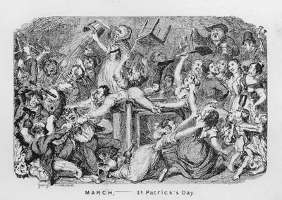 mars, St Patricks Day (gravering) av George Cruikshank