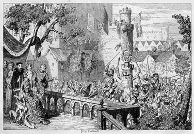 Masque i palasshagen til Tower of London, 1840. av George Cruikshank