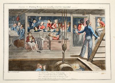 Mester B, finne ting som ikke var akkurat det han forventet, pub. 1835 (håndfarget gravering) av George Cruikshank