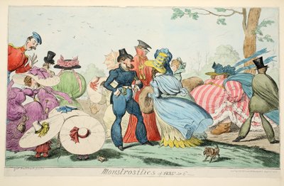Monstrosities of 1825 & 6, pub. 1835 (håndfarget gravering) av George Cruikshank