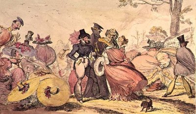 Uhyrligheter fra 1825 og 1826. (Satirisk tegneserie av engelske moter fra 1800-tallet) av George Cruikshank