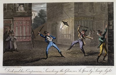 Night Tapage: Hustle and Noise - i "" Life in Paris" av David Carey, London av George Cruikshank