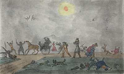 November - Old Style - Hover gjennom tåken og skitten luft, pub. 1835. av George Cruikshank