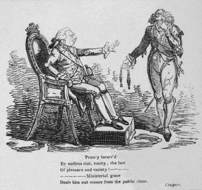 Penur pådraget av endeløst opprør, forfengelighet, lysten til nytelse og variasjon!, c1820 av George Cruikshank