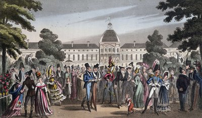 Promenade au Jardin des Tuileries - i "Life in Paris" av David Carey, London av George Cruikshank