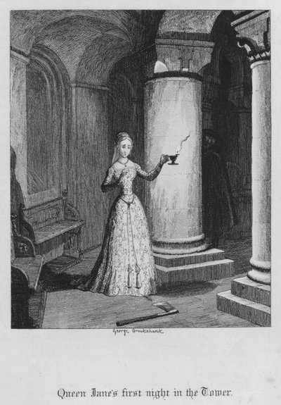 Dronning Janes første natt i tårnet (gravering) av George Cruikshank