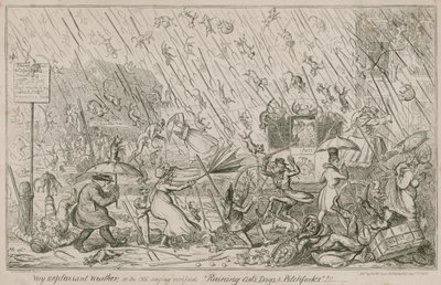 Regnende katter, hunder og høygafler av George Cruikshank