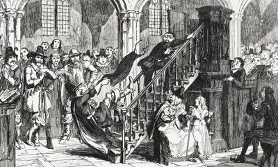 Pastor Holdenough under en tjeneste, illustrasjon fra 