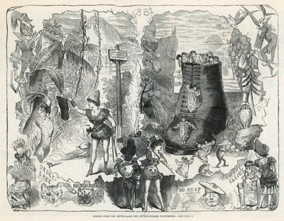 Scener fra Drury Lane og Covent Garden Pantomimes av George Cruikshank