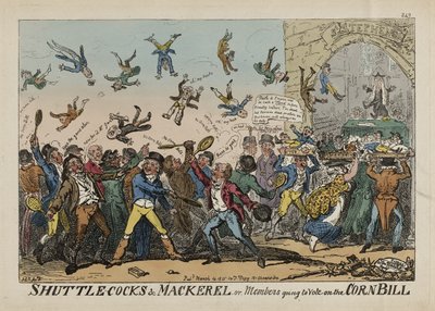 Skytter og makrell, eller medlemmer som skal stemme om kornproposisjonen, 14. mars av George Cruikshank