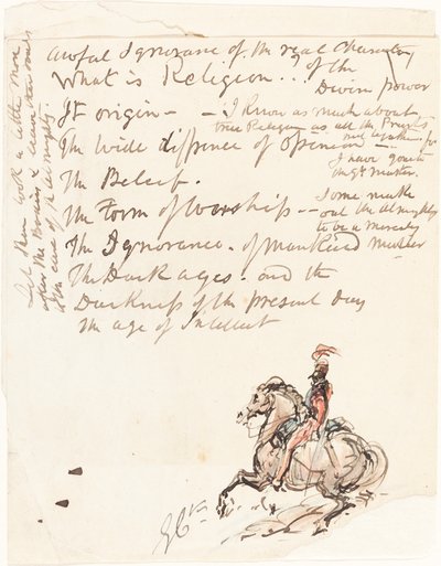 Skisse av montert husar av George Cruikshank