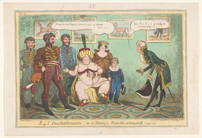 Spotprent av prinsesse Caroline, 1817 R-y-l Nedlatelse eller en utenriksminister forbauset! av George Cruikshank