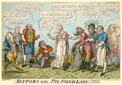 Suiters of the Pig-Faced Lady of Manchester Square, London av George Cruikshank