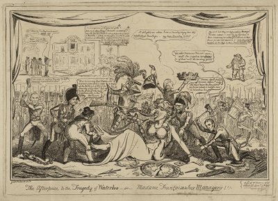The Afterpiece (sic) to the Tragedy of Waterloo or Madame Francois and her Managers!!!, publisert 9. november av George Cruikshank