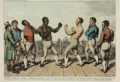 Kampen mellom Cribb og Molineaux (farget etsning) av George Cruikshank