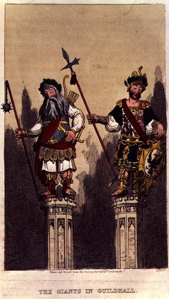 The Giants i Guildhall, pub. ca. 1824 av George Cruikshank