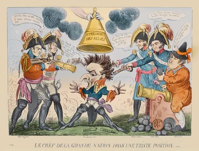 The Head of the Great Nation in a Queer Situation, 1813 (håndfarget etsning) av George Cruikshank