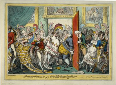 Ubeleilighetene ved en overfylt stue, 1818 av George Cruikshank